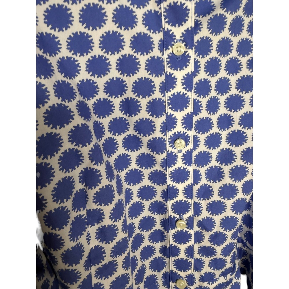 Talbots Womens Blue White Sunburst Print Cotton Shirt Dress Belted Size 8 - Picture 3 of 7